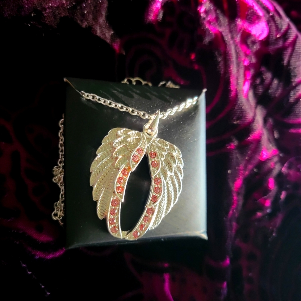 Rhinestone Angel Wings Necklace